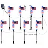 8Pcs American Flag Solar Stake Lights Weatherproof Garden Decorative Pole Flag Light Impact  Welcome Powered Outdoor Gardening Light for Outdoor Gardening Patio Yard