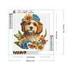 Diamond Painting -5D Full Round Drill Flower Cluster Dog