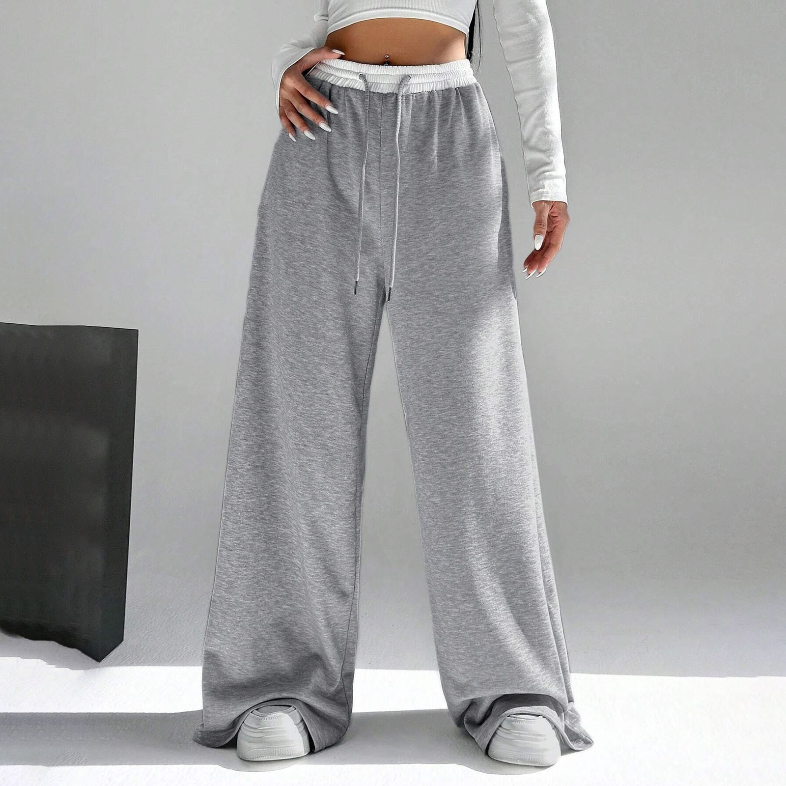 Thoval Women Trousers Sport Jogging Fleece Lined Sweatpants Straight Leg Pants Bottom Joggers Workout Sweatpants Bottom Basic Pantalone