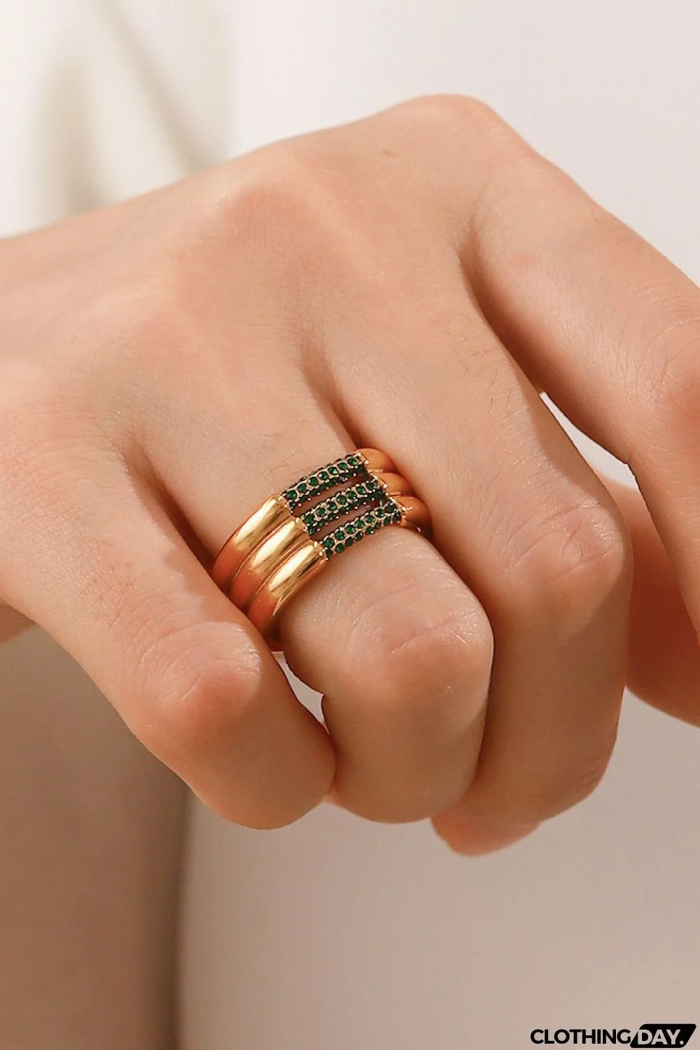 Triple-Layered Rhinestone Ring
