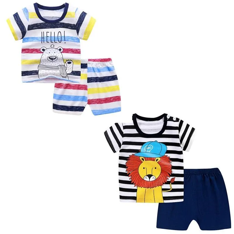Boys Clothes Cute Summer Suit for Baby Boy T-Shirt + Shorts Cotton Infant Boy Suits Light Thin Children Kids Clothes Short