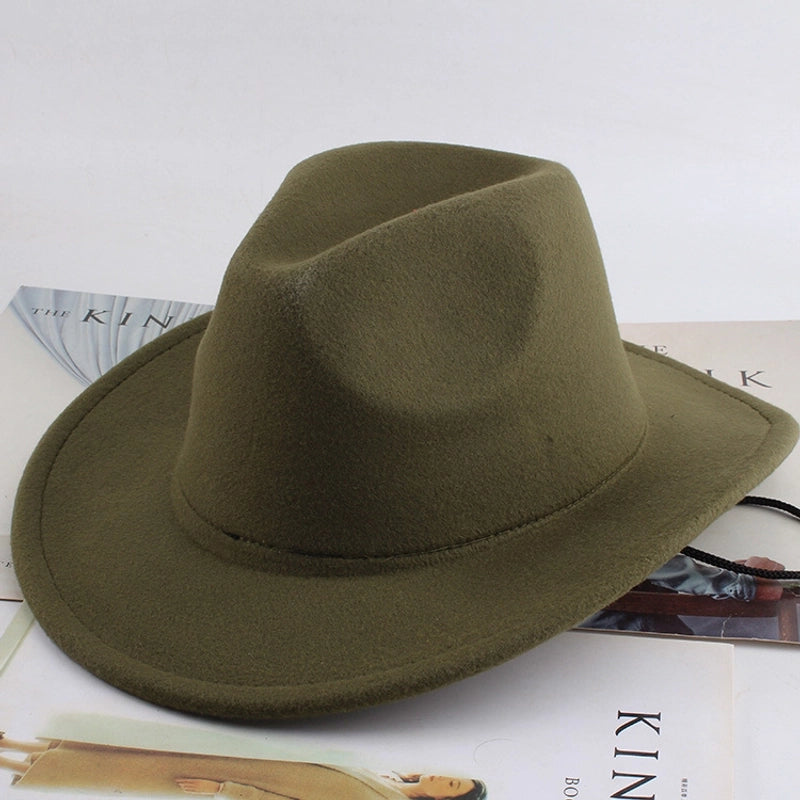 Spring And Summer Style Woolen Cloth Cowboy Hat Men And Women Couples Ethnic Style Roll-up Hat Sunshade Hat Jazz Hat