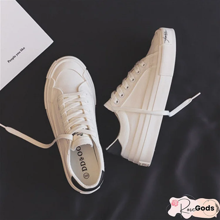 Women's Sneakers Canvas Solid Color Shoes Platform Canvas Shoes High Quality Soft Shoes Casual New Fashion Female Sneakers