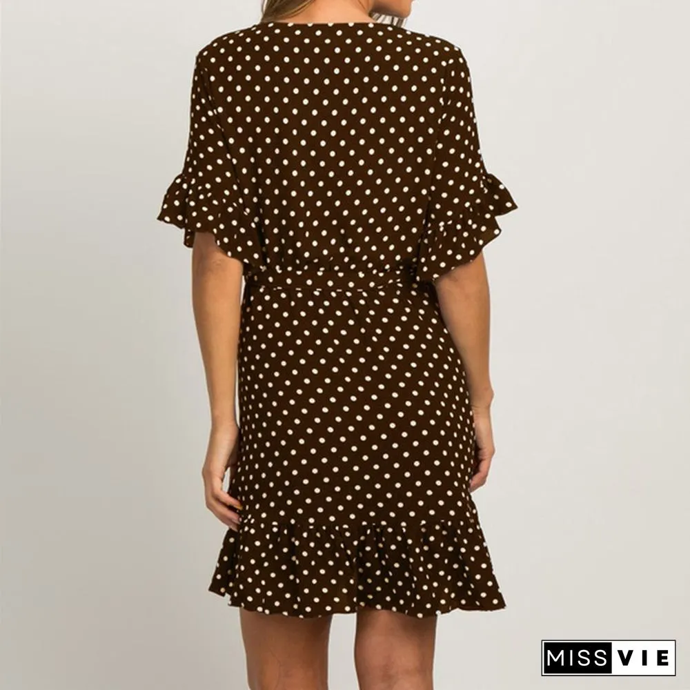 Women's Fashion Boho Chiffon Dress Ladies Polka Dot Beach Dress