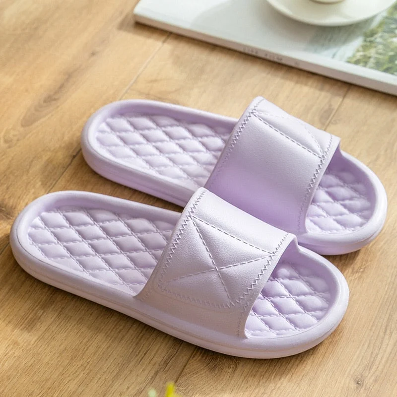 2021 New Women Summer Slippers Thick Bottom Indoor Home Slides House Bathroom Non-Slip Soft Massage Sole Cool Slippers