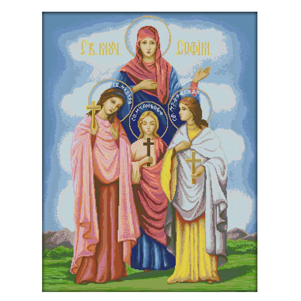 

Religious belief - 14CT Stamped Cross Stitch - 74*59cm (Big Size), 501 Original