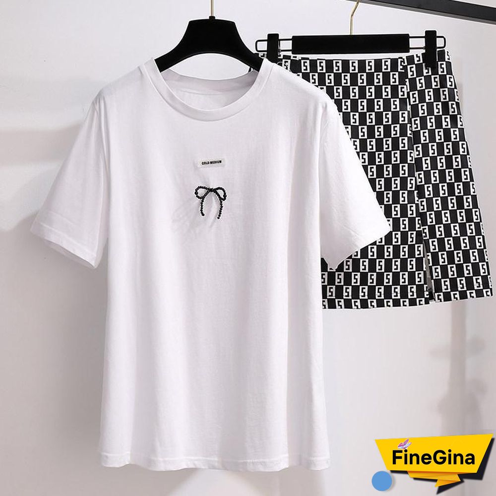 Casual Tee+Wild Print Skirt P10640