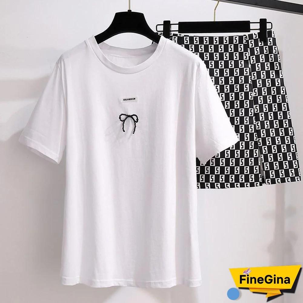 Casual Tee+Wild Print Skirt P10640