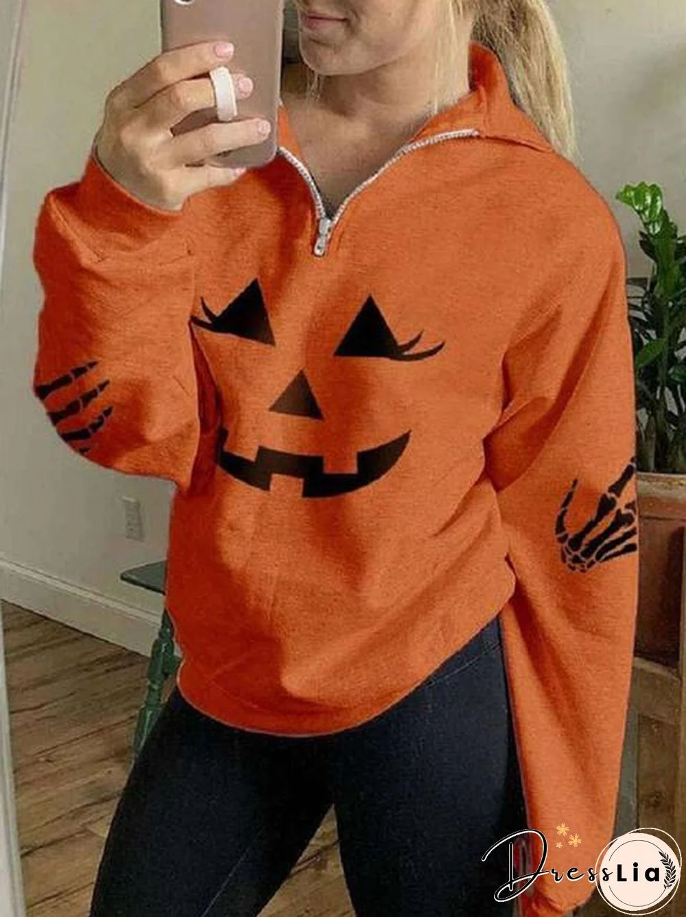 Halloween Lantern Pumpkin Pattern Sweatshirt