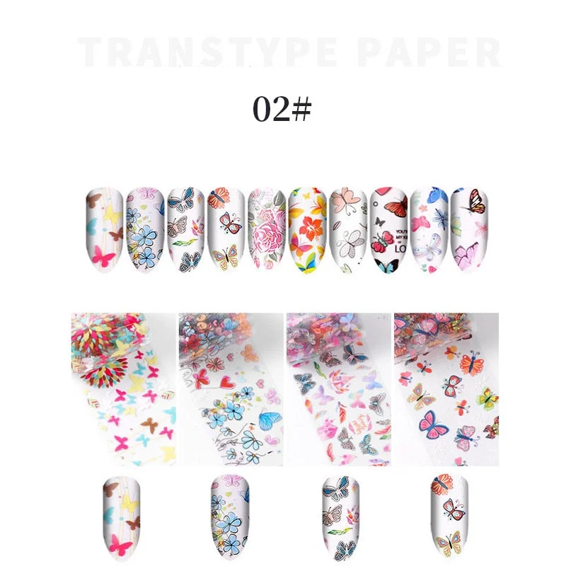 Nail Foils Flowers Nail Stickers Transfer Decals Sliders Christmas Halloween Print Nail Art Decorations DIY Tips Adhesive Wraps