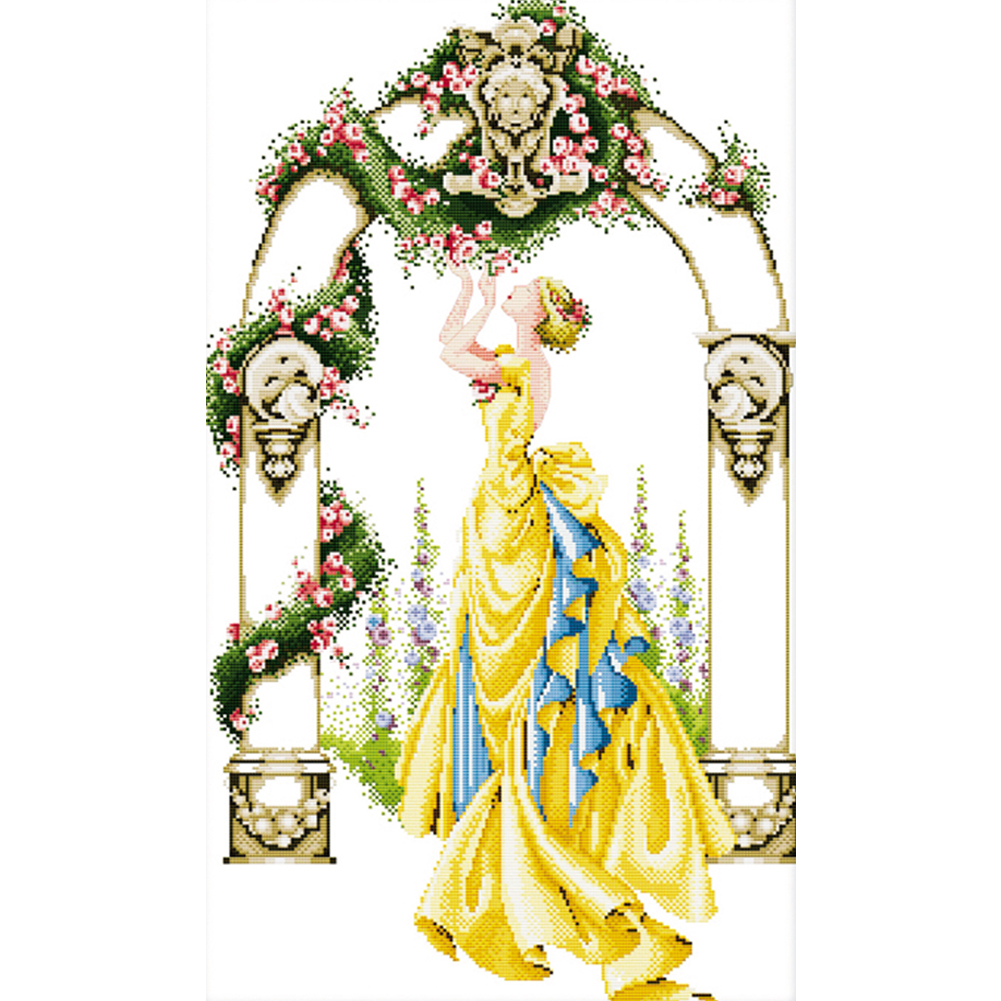 

Rose Gate Courtyard - 14CT Stamped Cross Stitch - 46*65CM, 501 Original