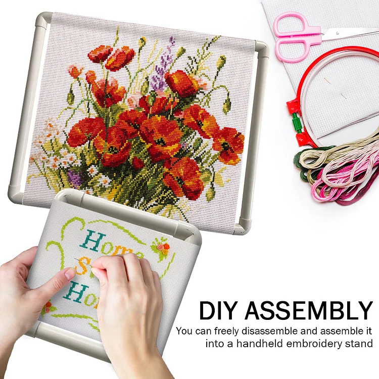 Adjustable Wooden Sewing Cross Stitch Frame Tabletop Embroidery Floor Stand