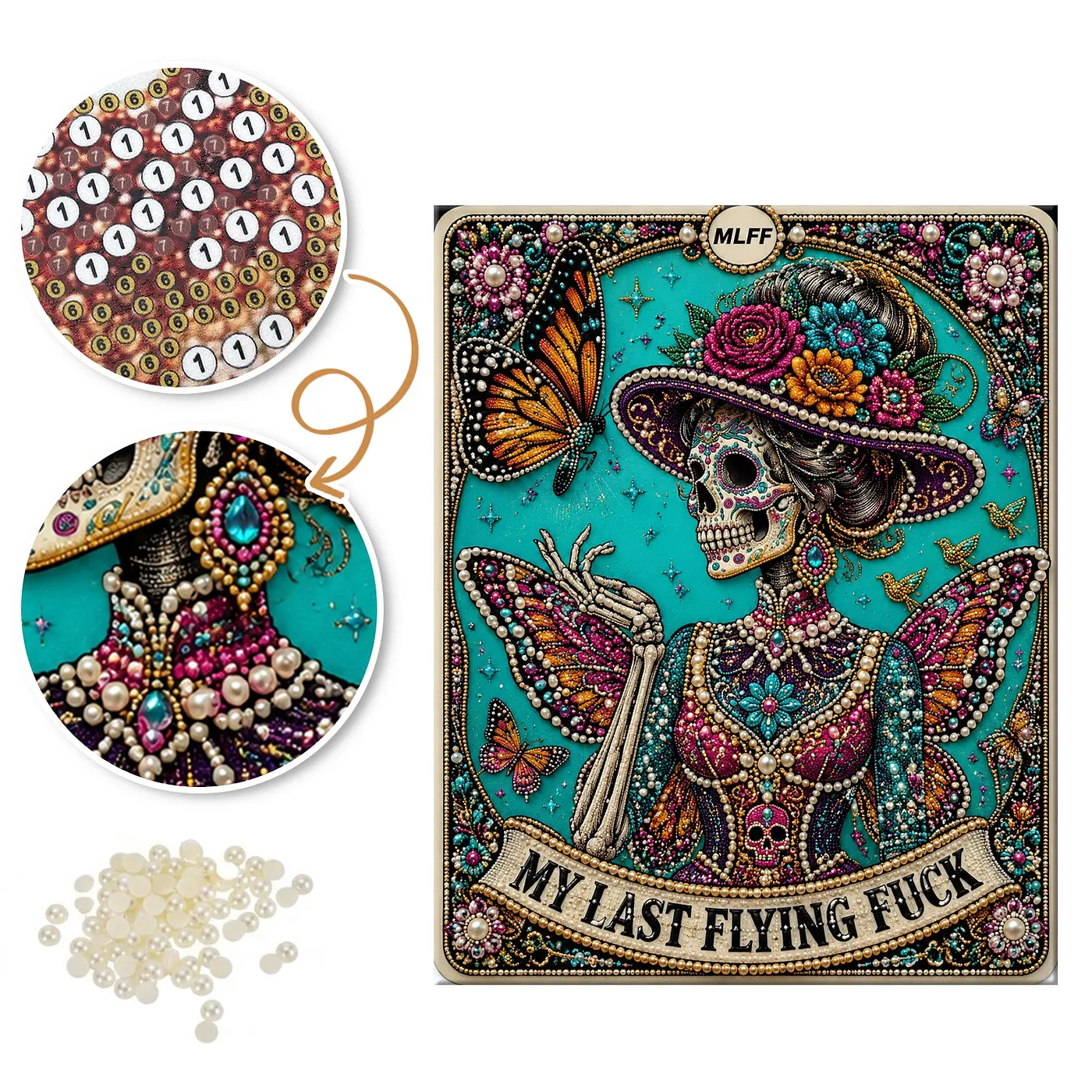Day of the Dead Butterfly - Pearls Painting