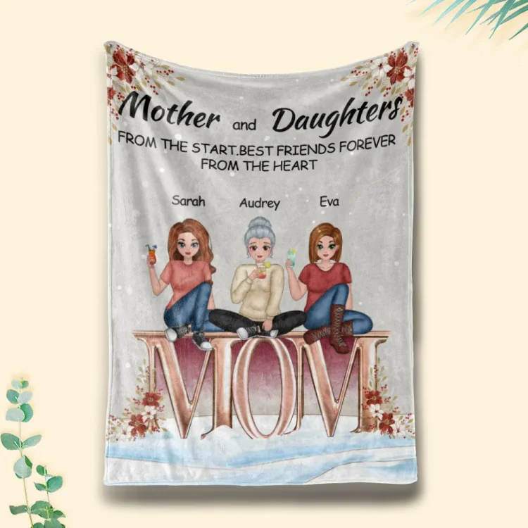 Mother & Daughters Forever Linked Together - Personalized Blanket-tz40131304-0027