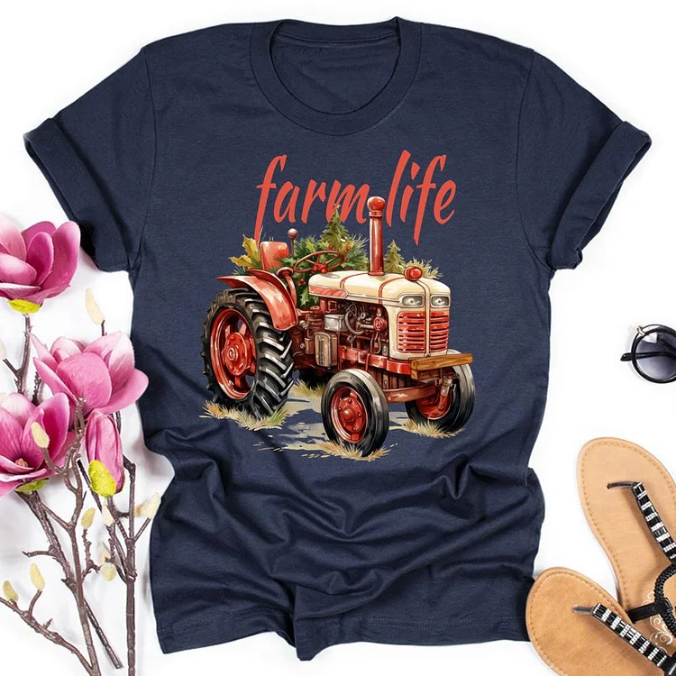 Farm Life Round Neck T-shirt-0019956