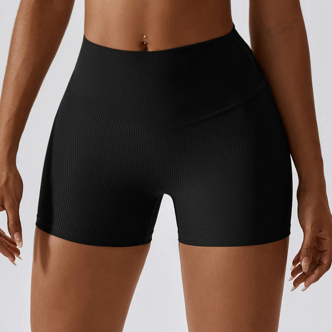 Solid color high rise threaded sports shorts