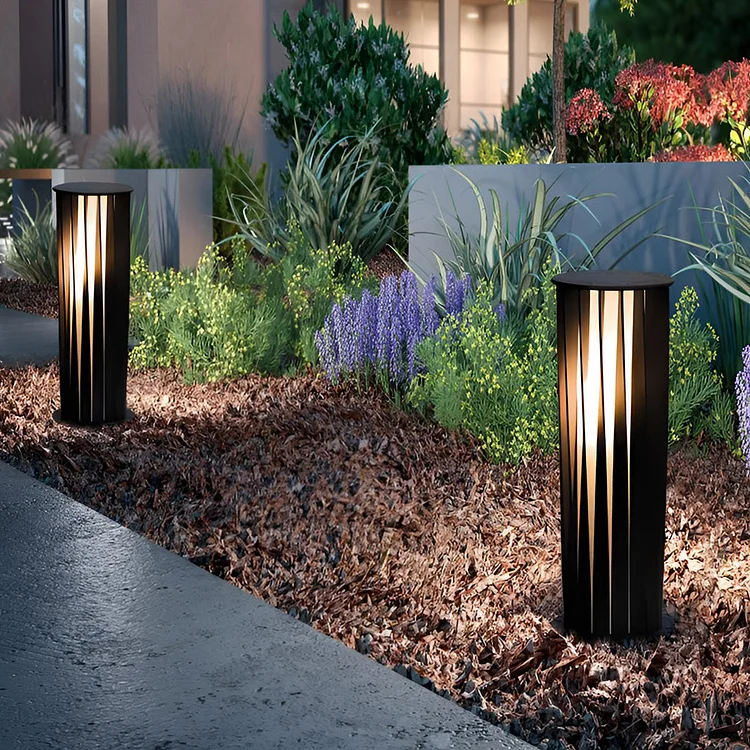 Creative Cylindrical LED Waterproof Black Modern Solar Pathway Lights - Appledas