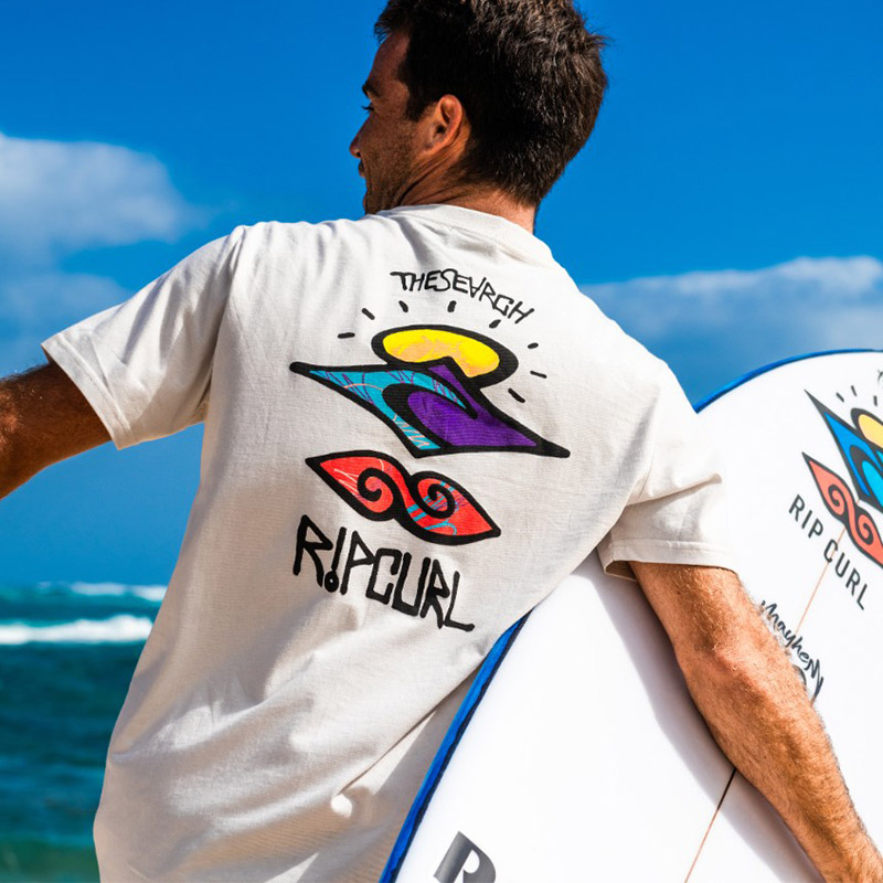 Unisex Surf Print Beach Holiday Short Sleeve T-Shirt / [blueesa] /