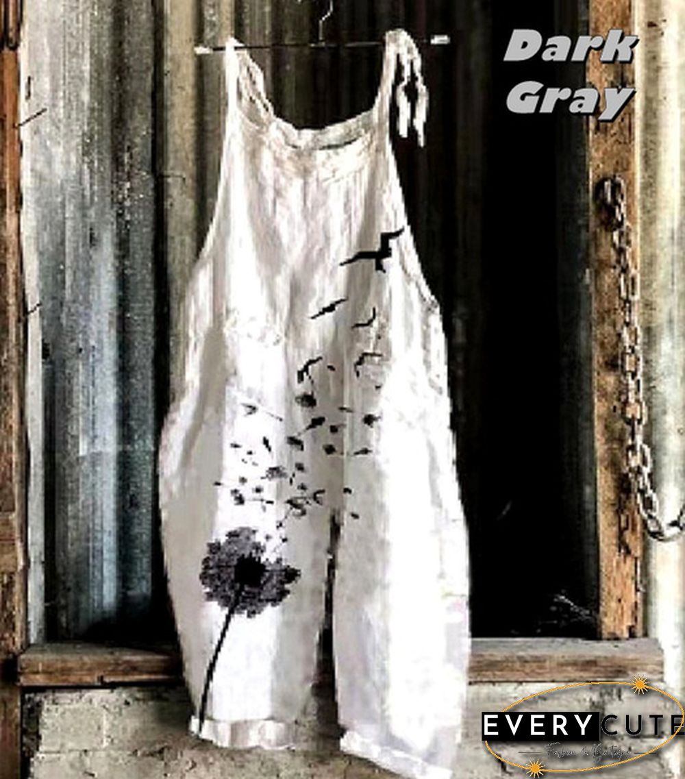 Summer New Fashion Women Casual Overalls Floral Print Jumpsuit Graphic Sling Pants Loose Casual Style Plus Size Streetwear