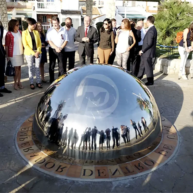 Large metal polished stainless steel hemisphere