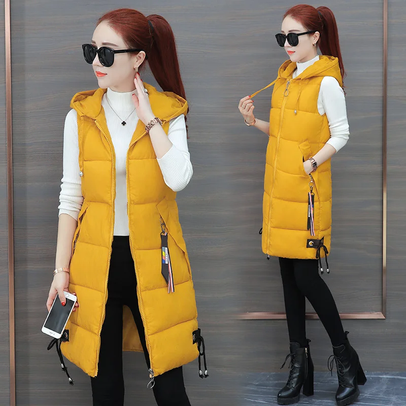Toloer 2024 New Down Cotton Vest Female Long Hooded Korean Version Student Winter Vest Coat Bf Clip-Outfit Ideas
