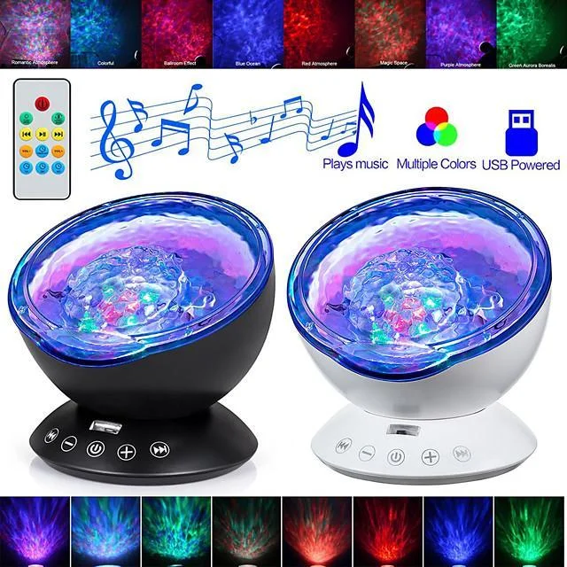 LITBest AS124E3 Coquimbo Ocean Wave Projector LED Night Light Built In Music Player Remote Control 7 Light Cosmos Star Luminaria For kid Bedroom