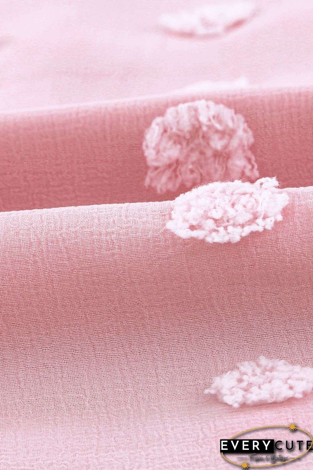 Pink Swiss Dot Buttoned Pocket Long Sleeve Shirt