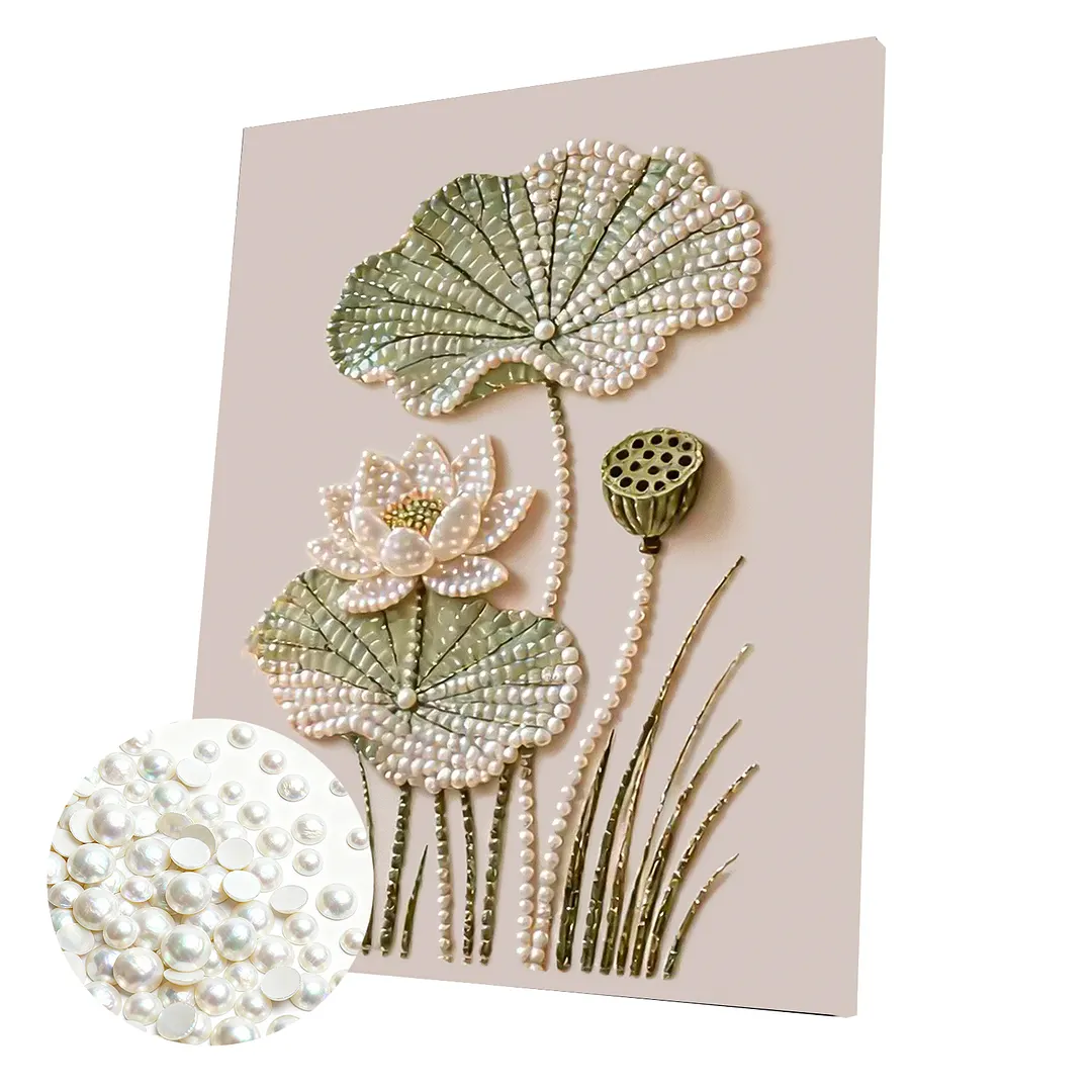 Lotus - DIY Pearl Diamond Art Kit With Frame 40*50cm