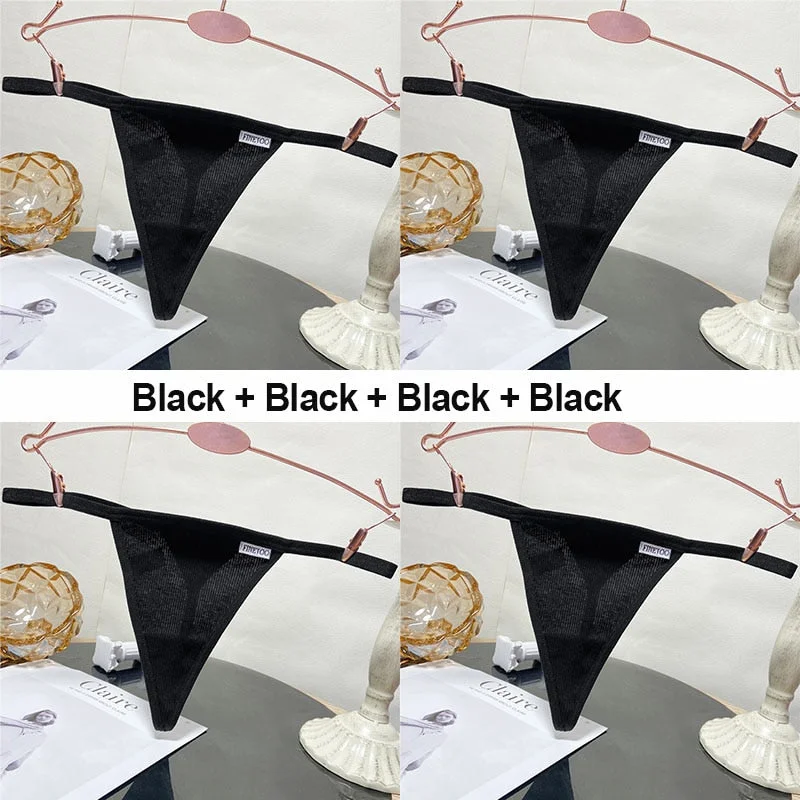 4PCS/Set Sexy G-String Women's Panties Cotton Underwear Lingerie for Female Underpants T-Back Panties Briefs Thong Intimates