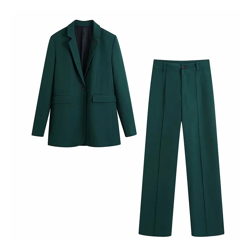 Za Women's Suit Vintage Trouser Suits Female Sets Woman 2 Pieces Pantsuit Women's Office Suit Elegant Formal Blazers Pants Sets
