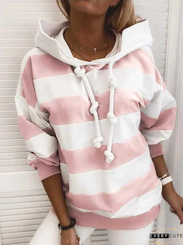 Striped Knot Detail Long Sleeve Hoodies