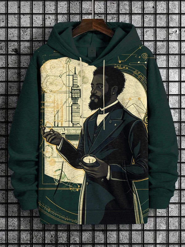 Men's Knowledgeable Black Scientist Art Print Hooded Sweatshirt