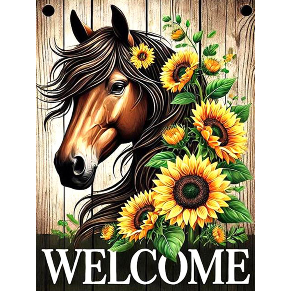 Sunflower Horse 30*40cm(canvas) full round drill diamond painting