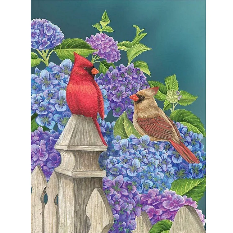 Hydrangeas And Birds - Full Round Drill Diamond Painting - 30*40CM(Canvas)