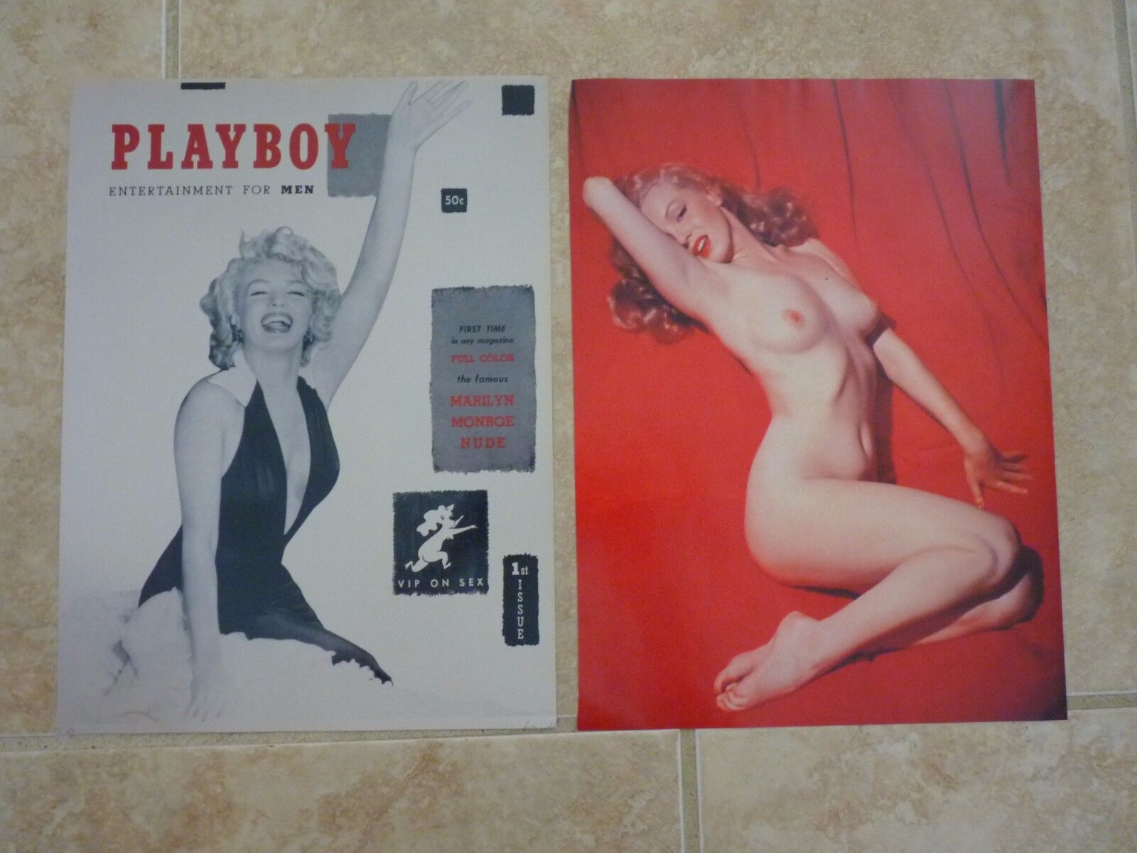 (2) Single Page Marilyn Monroe Playboy Coffee Table Book Photo Poster painting NOT REAL COVER