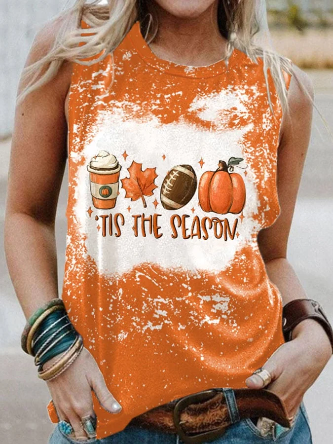 🔥Buy 3 Get 10% Off🔥Tie Dye Football Tis The Season Pumpkin Maple Leaf Print Tank Top