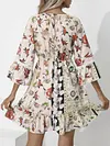 Half Sleeve Floral Print Split-Joint Empire A-Line Mini Dress
