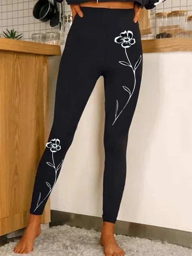 Women plus size clothing Women's Comfort Graphic Floral Printed Legging Pants Yoga Pants-Nordswear