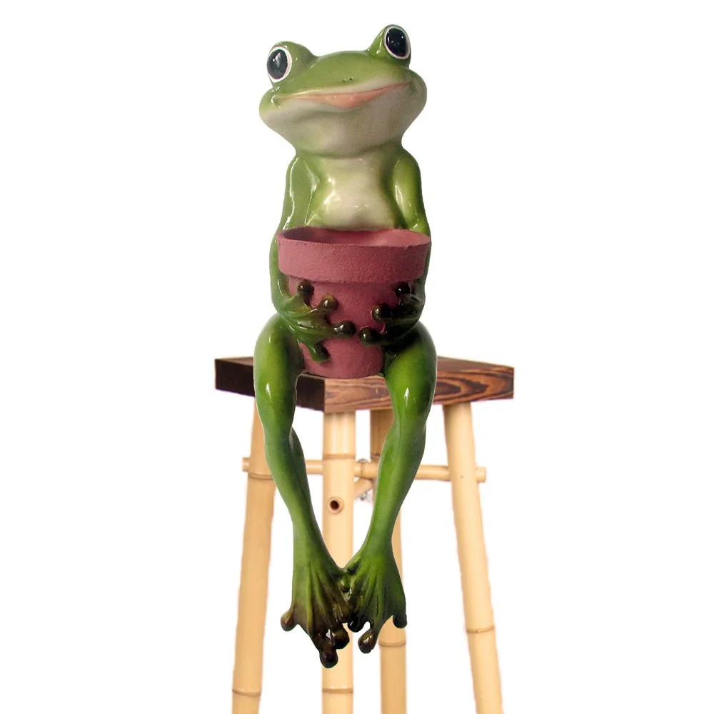 Mini Plant Pot with Cut Frog Flower Pot Fairy Garden Animal Frog Succulent Pot Outdoor Decoration Clay Flowerpot