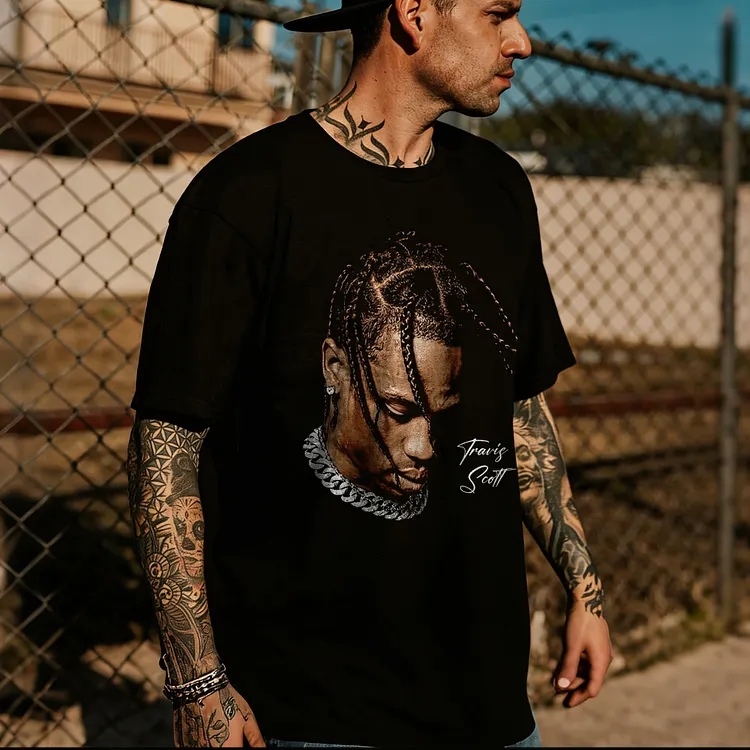 Travis Scott Braids Printed Men's T-shirt