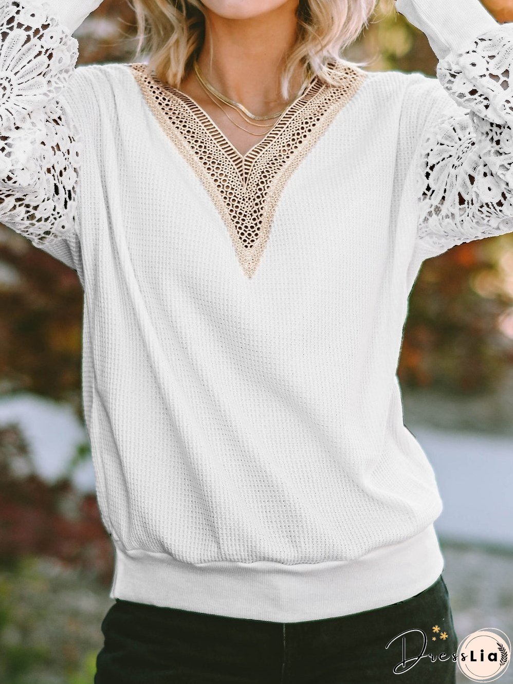 Floral Butterfly Long Sleeve V-Neck Top