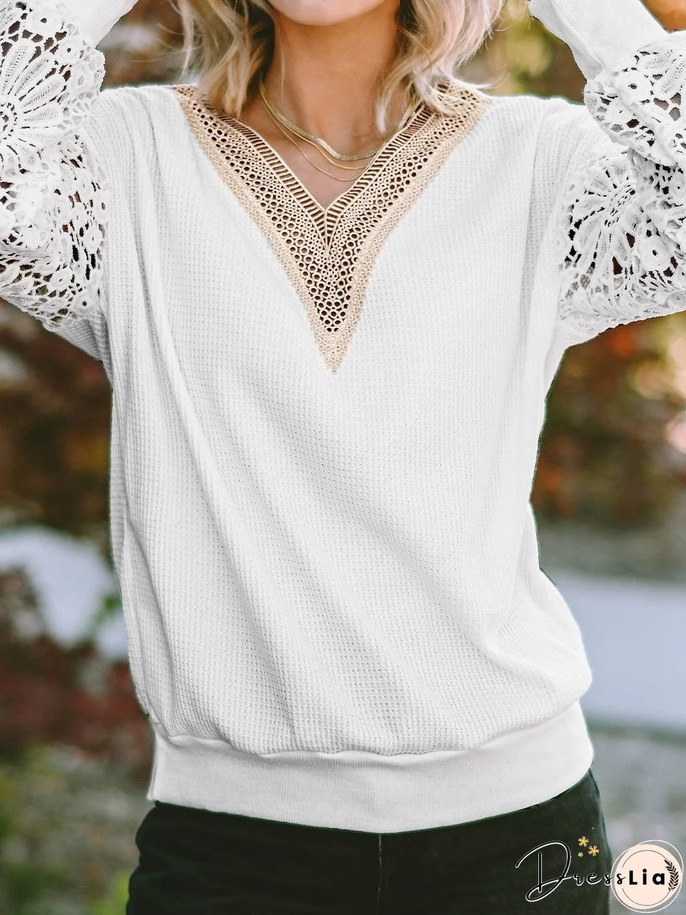 Floral Butterfly Long Sleeve V-Neck Top