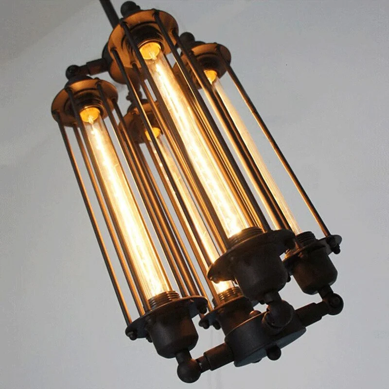 Retro Vintage 4 Heads Steam Pipe Ceiling Pendant Lamp E27 Lights Loft