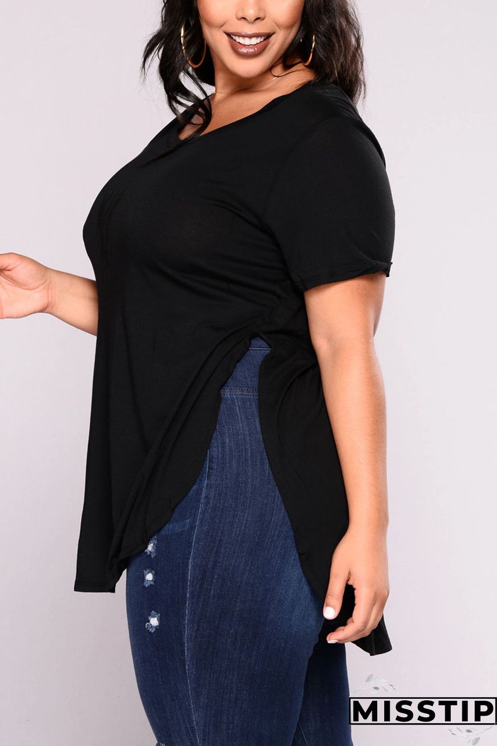 Gray Fashion Casual O Neck Short Sleeve Regular Sleeve Regular Solid Tops