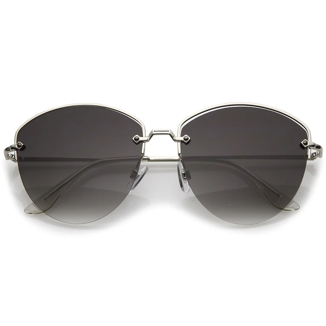 Modern Metal Nose Bridge Flat Lens Semi-Rimless glasses 60mm