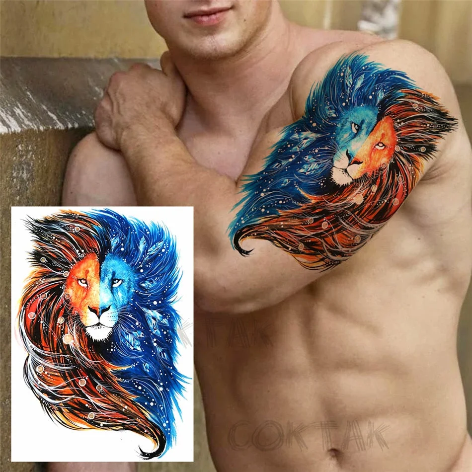 Creative Space Temporary Tattoos For Men Women Astronaut Planets Fake Chains Tatoos Temporary Black Mountain DIY Tatoo Geometric