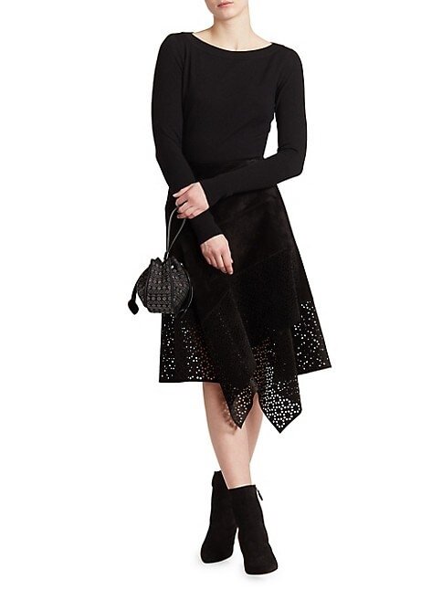 Ala&iuml;a Small Rose-Marie Studded Suede Bracelet Bag 5 out of 5 Customer Rating