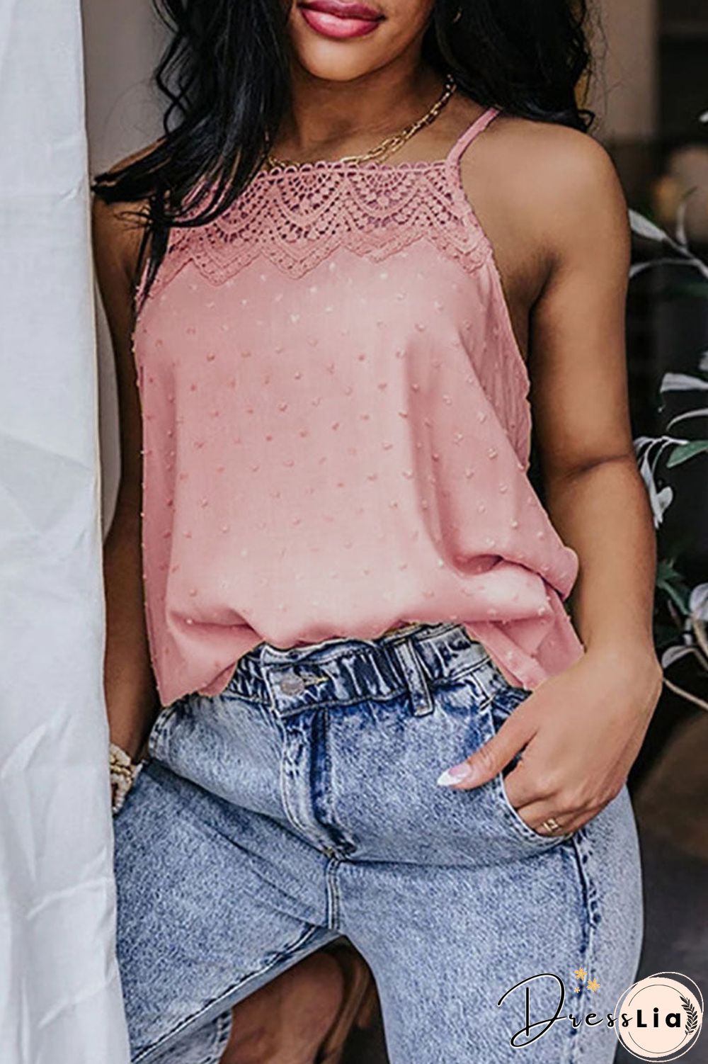 Fashion Casual Split Joint Spaghetti Strap Tops