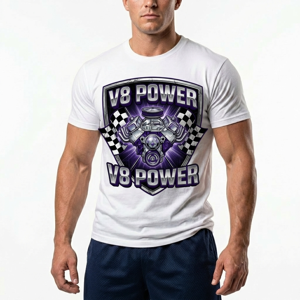  Men's American Racing-themed Casual Printed Short-Sleeved T-shirt Avantcool