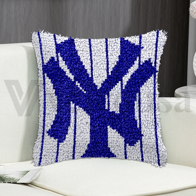 Blue Logo Pillowcase Latch Hook Kits for Beginner veirousa